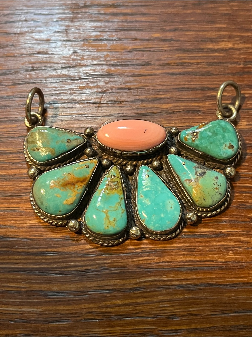 Turquoise and Coral Teardrop Pendant Necklace - Women Jewelry